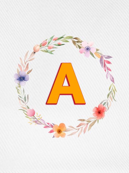 A Monogramm , bunter Blumenkranz