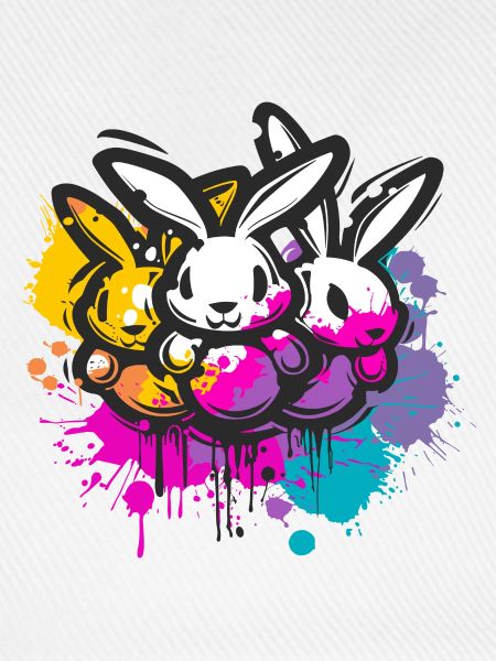 3 Hasen in bunt