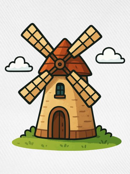 Märchenhafte Windmühle