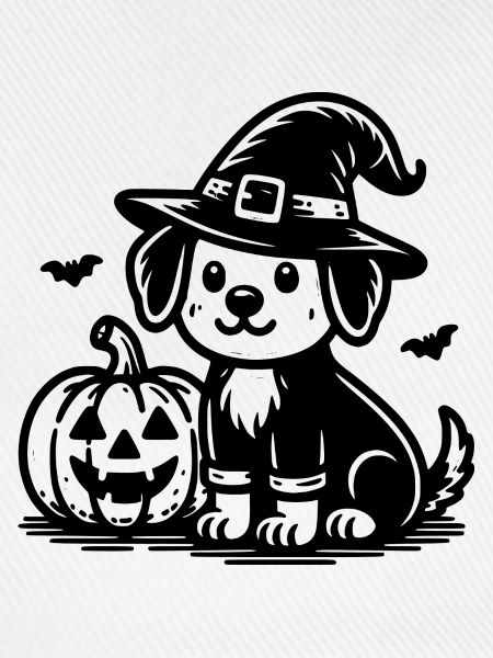 Hund mit Hexenhut
