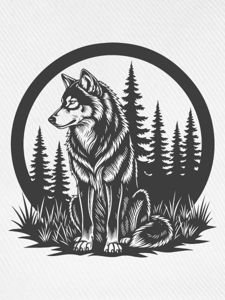 Waldwolf Silhouette im Kreis