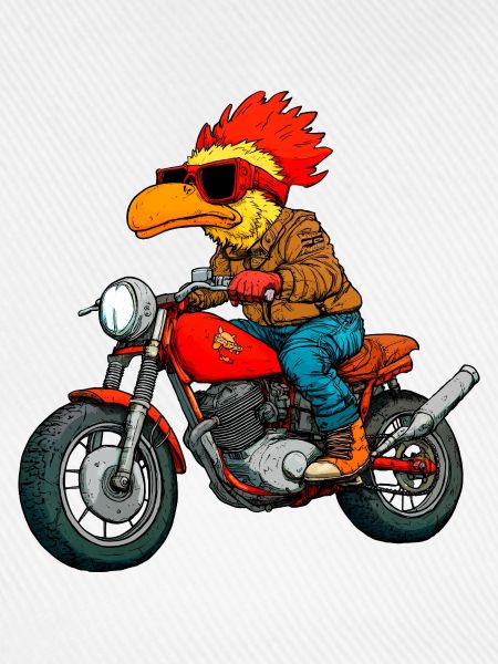 Motorradfahrer Huhn