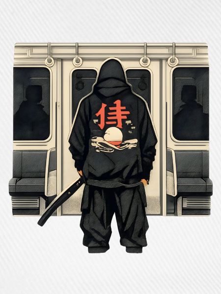U-Bahn Ninja mit rotem Kanji