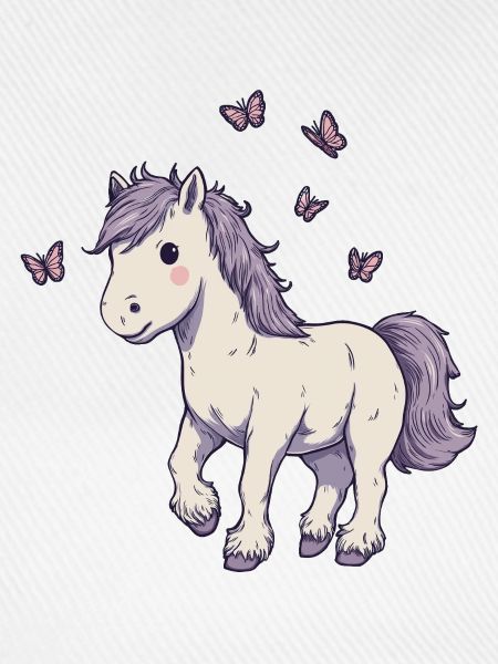 Süßes Pony mit Schmetterlingen