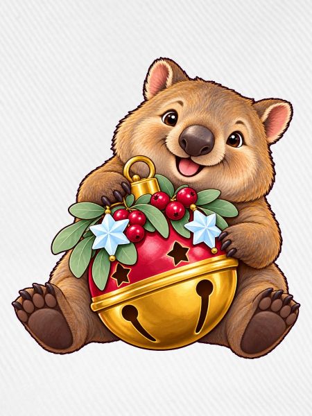 Wombat mit fröhlicher Beerenglocke