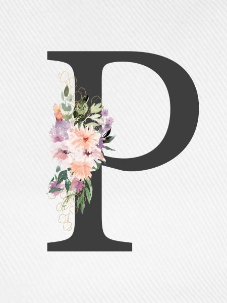 Buchstabe P, Monogramm, Blumen