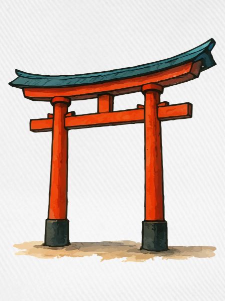 Roter Shinto Torii Gate Illustration