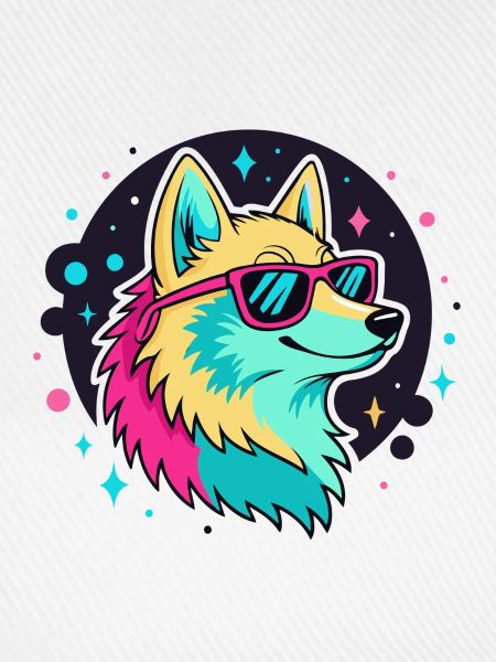 Neonwolf mit coolen Brillen