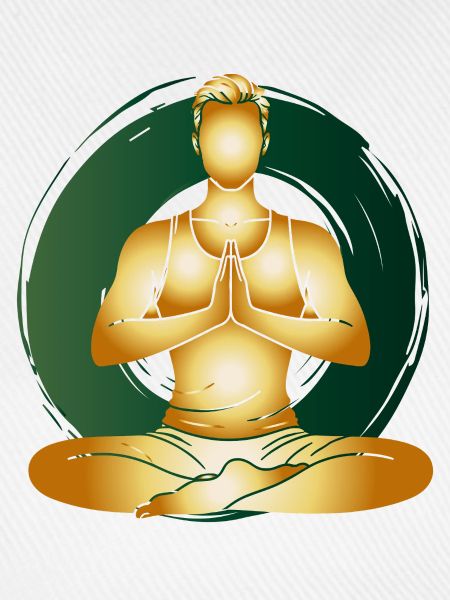 Goldener Yoga Mann Meditation Zen Wellness 