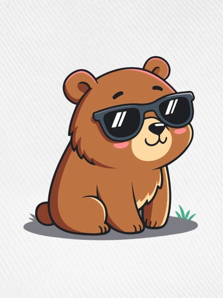 Süßer Teddybär Cartoon Schwarze Brille