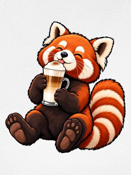 Roter Panda mit Latte Macchiato
