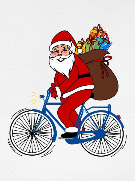 Weihnachtsmann mit Fahrrad