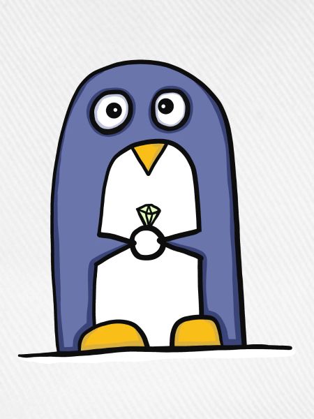 Pinguin mit Diamantring