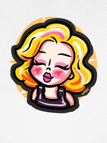 Blondes Cartoon-Mädchen im Comic-Stil
