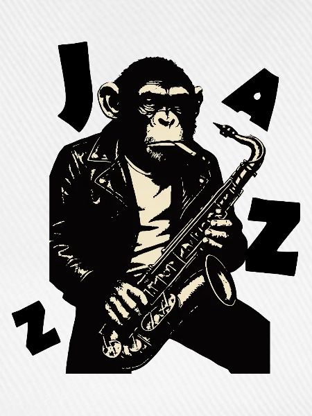 Saxophonaffe in Lederjacke