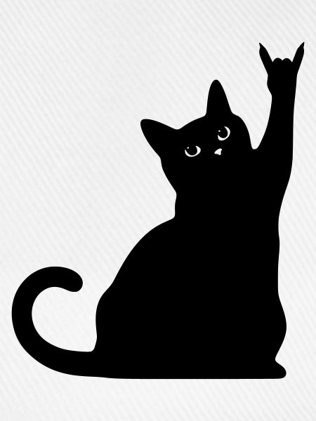 Schwarze Katze – Devil Horns Silhouette