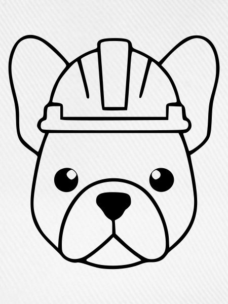 Frenchie Bauarbeiter Helm Outline