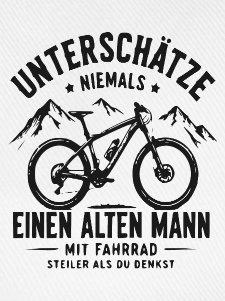 Alter Mann mit Fahrrad Berg-Statement