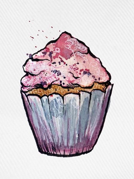 Rosa Aquarell Cupcake