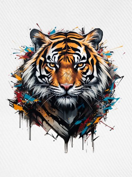 Mächtiger Tiger. Stärke im Graffiti-Stil.