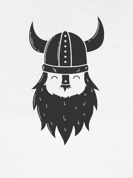 Wikinger mit Vollbart und Wikingerhelm