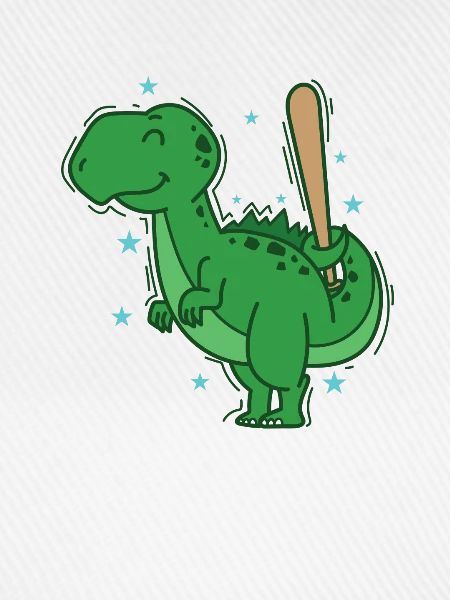 Dino beim Baseball Dinosaurier Reptil