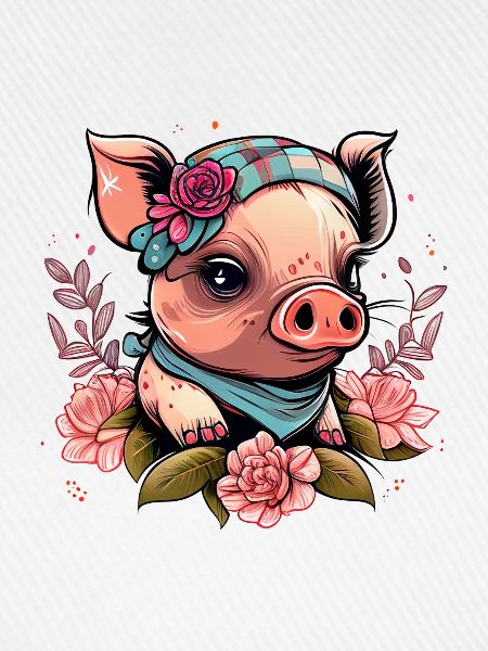 Schweinchen mit Kopftuch