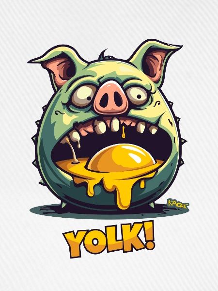 Zombie-Schwein verschlingt Eigelb