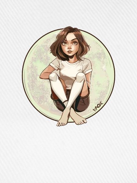 Sitzendes Anime-Mädchen