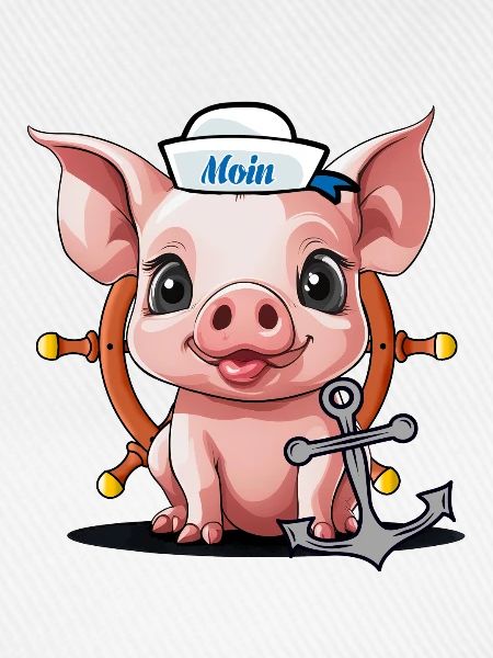 Schwein Glücksgsbringer Matrose Steuermann Moin