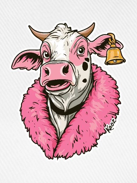 modische Mode-Kuh in pinker Jacke