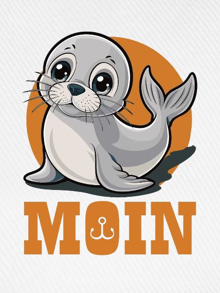 Junge Robbe mit „Moin“