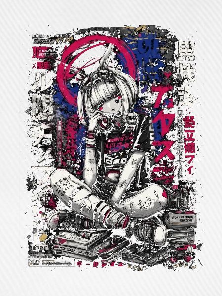 Cyberpunk Mädchen mit Graffiti-Design