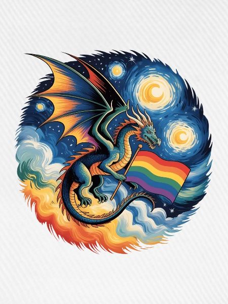 Pridelike Drache mit Regenbogenflagge