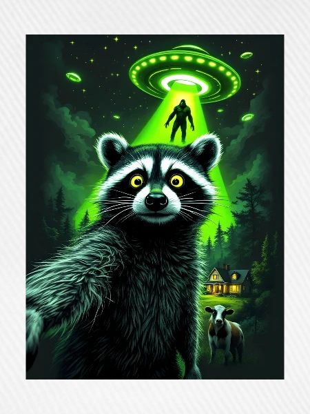 Waschbär UFO Überfall im Wald