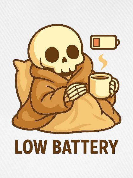 Low Battery Skelett – Cozy müde