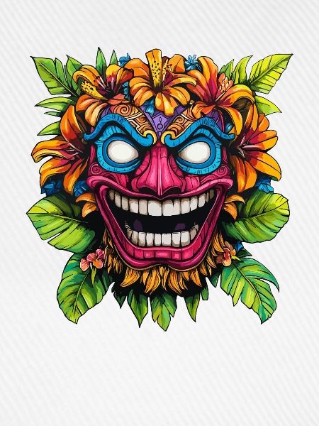 Tiki-Blütenmaske Farbexplosion
