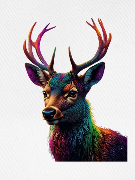 Regenbogen Hirschkopf Kunstprint