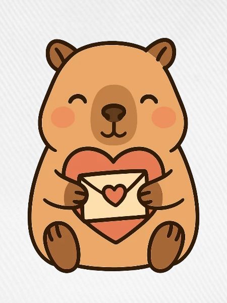 Capybara mit Liebesbrief – Süßes Valentinsmotiv