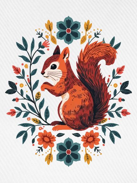 Eichhörnchen im Blumenkranz