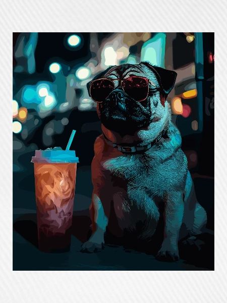 Neon-Pug im Nachtleben