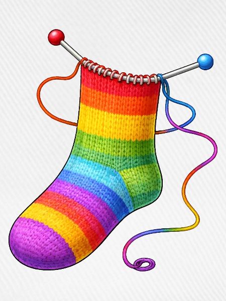 Gestrickte Regenbogen Socke Illustration 