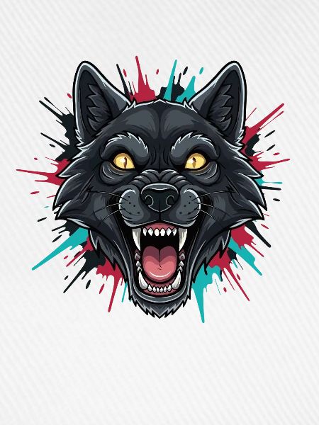 Neon-Wolfkopf Farbspritzer