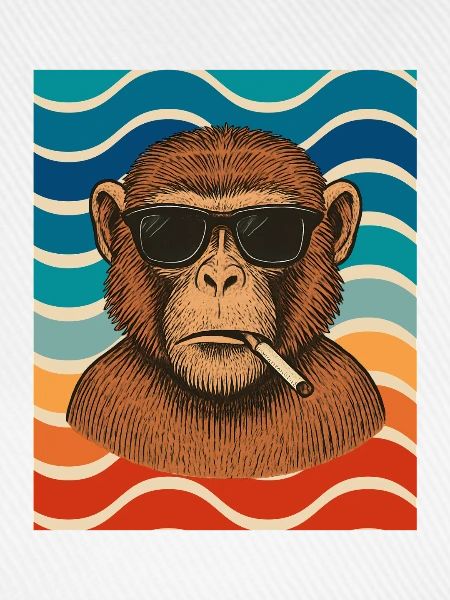 Wellen-Chimp mit Sonnenbrille