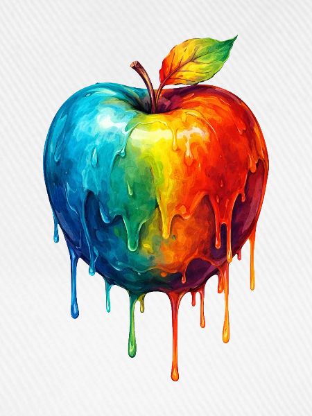 Apfel mit buntem Farbverlauf
