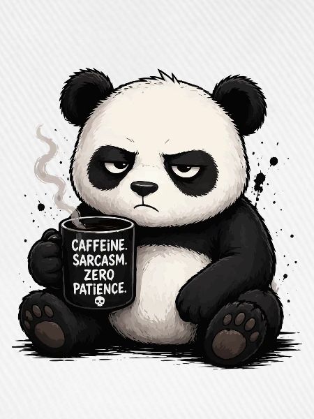 Kaffeepanda mit Sarkasmus