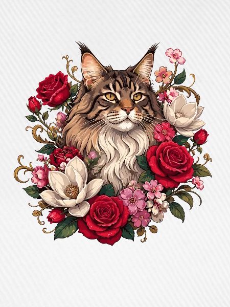 Floral Katze im Rosengarten
