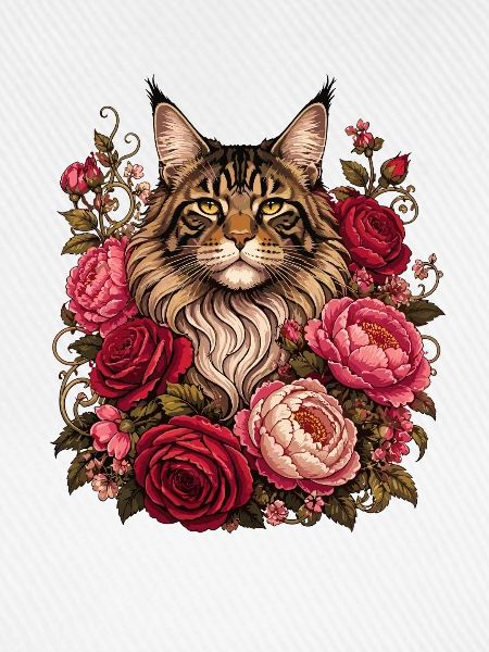 Katze im Blütenkranz