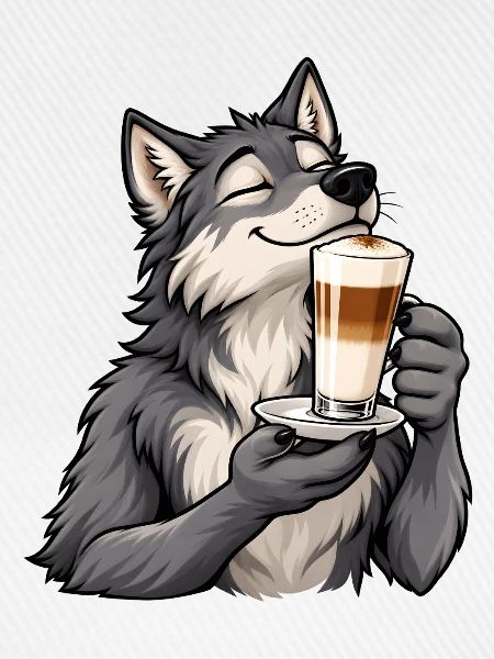 Wolf mit Latte Macchiato