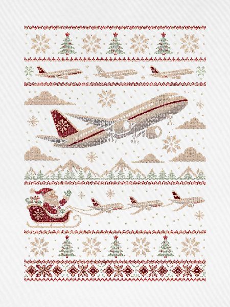 Weihnachtspullover mit Flugzeugmotiv